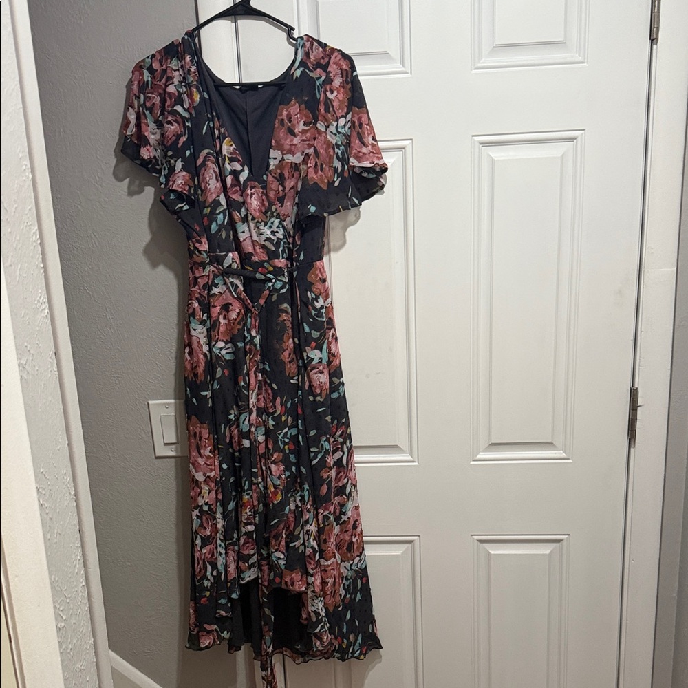 Torrid Black and Pink Floral Maxi Dress